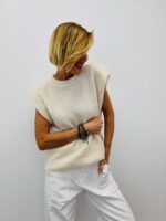 Pull Sans Manches En Maille Douce Épaules Structurées – Image 2