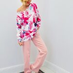 Pull Imprimé Floral Col V Esprit Artistique Chic