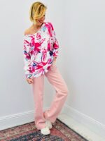 Pull Imprimé Floral Col V Esprit Artistique Chic