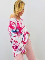 Pull Imprimé Floral Col V Esprit Artistique Chic – Image 3