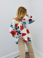 Pull Imprimé Artistique Col V Esprit Créatif Contemporain