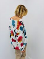 Pull Imprimé Artistique Col V Esprit Créatif Contemporain – Image 3