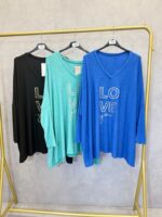 Haut Oversize “LOVE you” À Message Brodé – Confort Tendance Grande Taille – Image 3