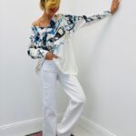 Pull Imprimé Abstrait Col V Esprit Graphique Élégant