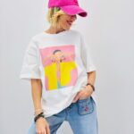 T-Shirt Illustration Artistique Coupe Droite En Coton