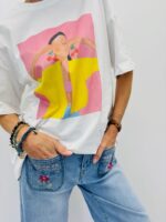 T-Shirt Illustration Artistique Coupe Droite En Coton – Image 2