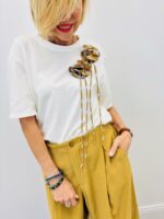 T-Shirt En Coton Avec Détail Fleurs Appliquées