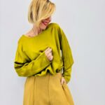 Top Satiné En Viscose À Manches Longues