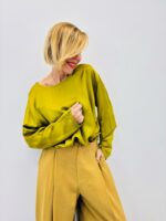 Top Satiné En Viscose À Manches Longues