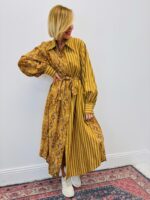 Robe Longue Ceinturée En Viscose Imprimée