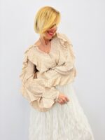 Chemise Volantée À Motif Pois En Viscose