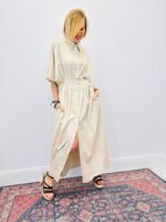 Robe Smockée Fluide En Viscose Et Lin – Image 3