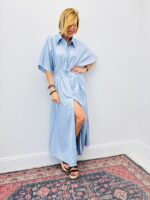 Robe Smockée Fluide En Viscose Et Lin