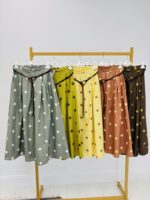 Jupe Midi Motif Pois En Coton Ceinture Contrastée – Image 2