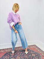 Chemise Rayée Détails Strass Col Contrasté – Image 3