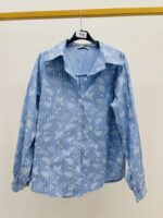 Chemise Rayée Brodée Coton Bleu Ciel À Motif Floral – Image 3