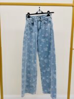 Jean Wide Leg Denim Clair À Motif Déstructuré – Image 2