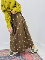 Jupe Midi Motif Pois En Coton Ceinture Contrastée – Image 4