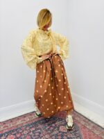 Jupe Midi Motif Pois En Coton Ceinture Contrastée – Image 6