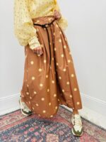 Jupe Midi Motif Pois En Coton Ceinture Contrastée – Image 5