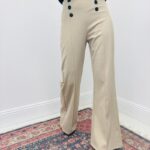 Pantalon À Pont Taille Haute Coupe Évasée