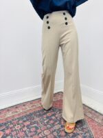 Pantalon À Pont Taille Haute Coupe Évasée