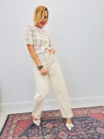 Pull Manches Courtes À Carreaux En Maille Douce – Image 2