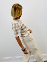 Pull Manches Courtes À Carreaux En Maille Douce – Image 3