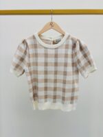 Pull Manches Courtes À Carreaux En Maille Douce – Image 4