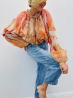 Blouse Fluide Imprimé Floral Col Noué Élégant – Image 3