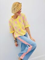 Gilet Manches Courtes Motifs Cœurs