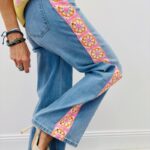 Jean Wide Leg Détail Crochet Esprit Bohème