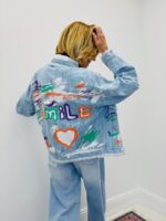 Veste En Jean 100% Coton Cœurs Peints