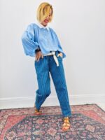 Chemise Manches Bouffantes Col Contrasté – Allure Bohème Chic – Image 3