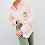 Chemise Rayée Détail Poche Message Douceur Pastel