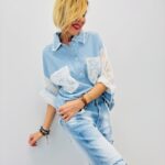 Chemise Détail Sequins Denim Chic