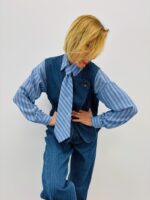 Gilet Sans Manches En Denim Rayé Coupe Asymétrique – Image 5