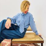 Chemise Rayée Bleu Ciel Avec Cravate Intégrée Esprit Tailoring