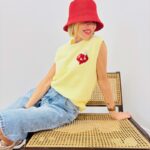 Pull Sans Manches Jaune Pastel Motif “Chilli”