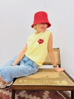 Pull Sans Manches Jaune Pastel Motif “Chilli”