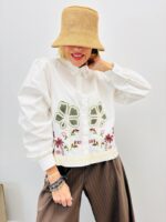 Chemise Blanche Broderies Florales 100% Coton – Image 4