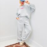 Pantalon Jogging Coupe Large Gris Chinée