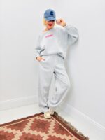 Pantalon Jogging Coupe Large Gris Chinée