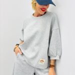 Sweat Coupe Large Gris Chinée Patch “Stay Soft”