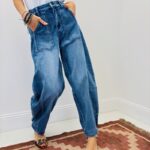 Jean Coupe Barrel Taille Haute Structurée