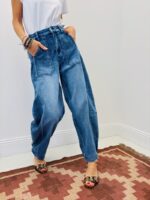 Jean Coupe Barrel Taille Haute Structurée