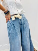 Jean Barrel Court Taille Haute Ceinture Crochet – Image 3