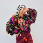 Blouse Col Perlé Imprimé Floral Intense - GOLD&SILVER