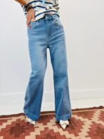 Jean Wide Leg Brodé Esprit Casual Bohème