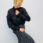 Chemise Transparente À Fleurs En Relief